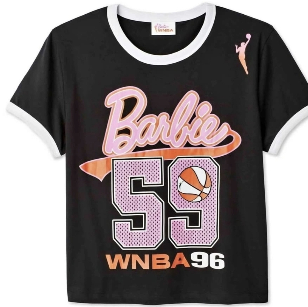 Graphic T-Shirt Barbie WNBA Womens Large Black Athletic Tee